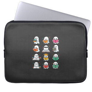 Halloween Book Reading Ghosts Kawaii Library Desig Laptop Sleeve