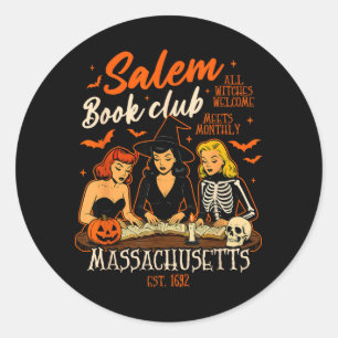Halloween Book Reading Witch Salem Book Club Classic Round Sticker