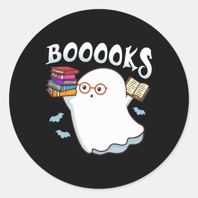 Halloween Books Librarian English Teacher Reader R Classic Round Sticker (Front)