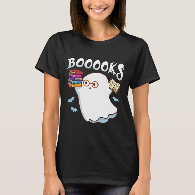Halloween Books Librarian English Teacher Reader R T-Shirt (Front)