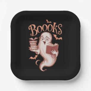 Halloween Books Librarian Teacher Reader Reading Paper Plate