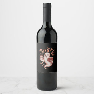Halloween Books Librarian Teacher Reader Reading Wine Label