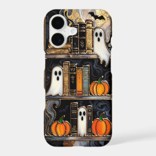 Halloween Bookshelf Phone Case Ghost Pumpkin Dark