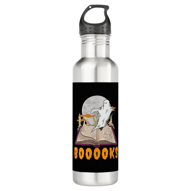Halloween boooks. Ghost reading halloween 710 Ml Water Bottle (Front)