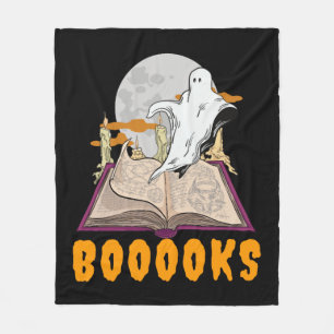 Halloween boooks. Ghost reading halloween Fleece Blanket