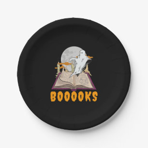 Halloween boooks. Ghost reading halloween Paper Plate