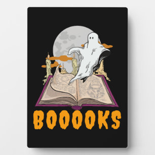Halloween boooks. Ghost reading halloween Plaque