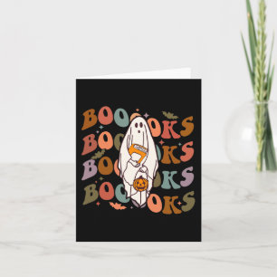 Halloween Booooks Cute Ghost Boo Reading Books Adu Card