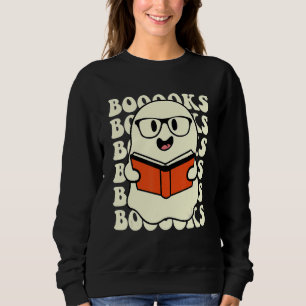 Halloween Booooks Cute Ghost Boo Reading Books Adu Sweatshirt