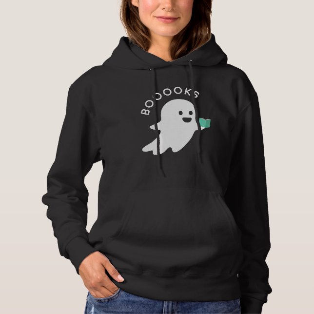 Halloween Booooks Ghost Reading Boo Read Books Lib Hoodie (Front)
