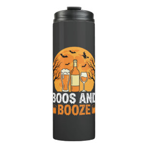 Halloween Boos and Booze Drinking Party Design Thermal Tumbler