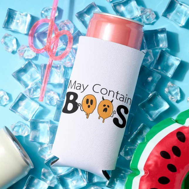 Halloween Boos and Brews - May Contain BOOS Fun Seltzer Can Cooler (In Situ Summer)