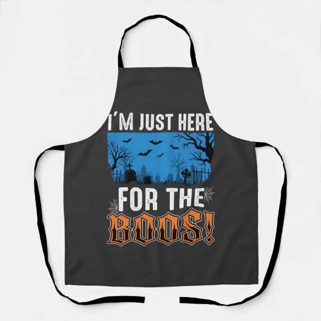 Halloween Boos Ghost Graveyard Vector Design_1 Apron (Front)