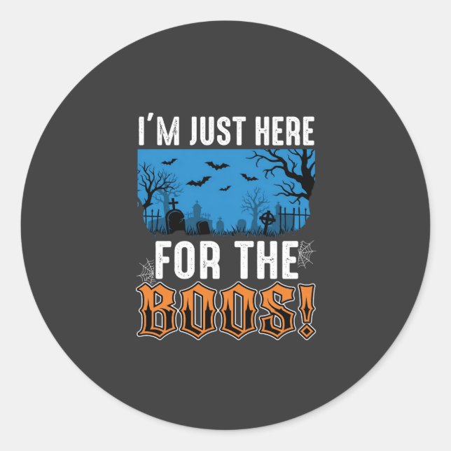 Halloween Boos Ghost Graveyard Vector Design_1 Classic Round Sticker (Front)