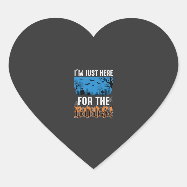 Halloween Boos Ghost Graveyard Vector Design_1 Heart Sticker (Front)
