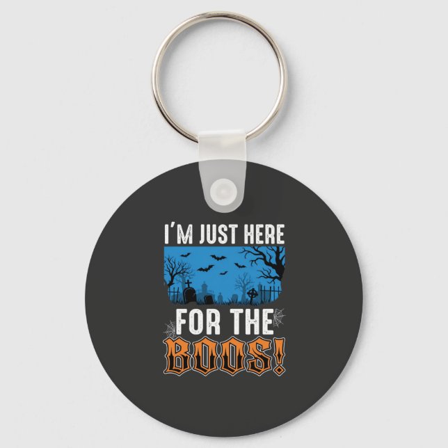 Halloween Boos Ghost Graveyard Vector Design_1 Key Ring (Front)