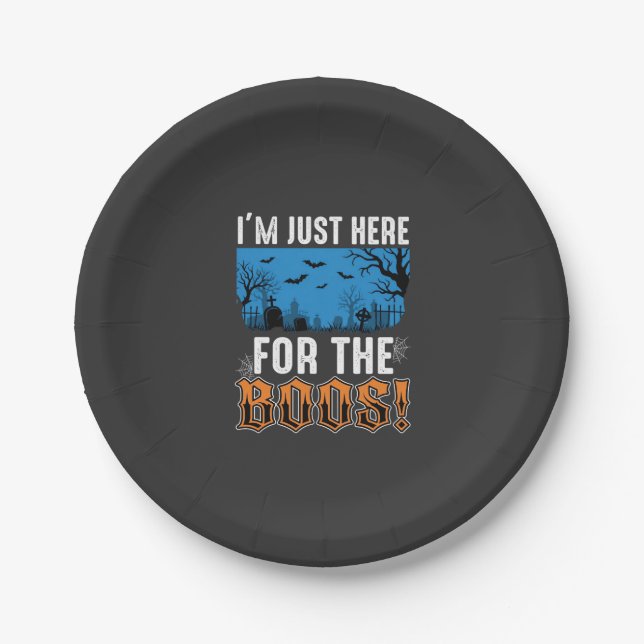 Halloween Boos Ghost Graveyard Vector Design_1 Paper Plate (Front)