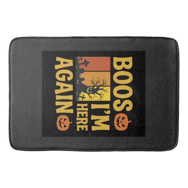 Halloween Boos Im Here Again Retro Graveyard Desig Bath Mat (Front)