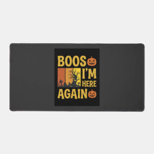 Halloween Boos Im Here Again Retro Graveyard Desig Desk Mat