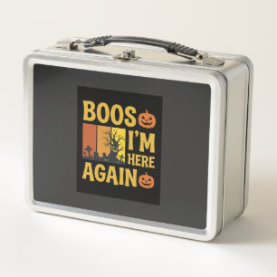 Halloween Boos Im Here Again Retro Graveyard Desig Metal Lunch Box