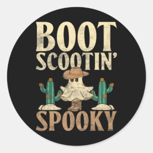 Halloween Boot Scootin' Spooky Haunted Ghoulish Pa Classic Round Sticker