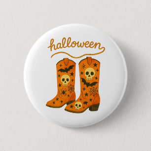 Halloween Boots Spooky Western Rodeo 6 Cm Round Badge