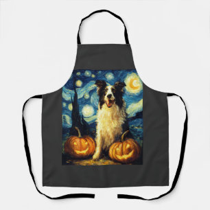 Halloween Border Collie Fall Pumpkin Apron