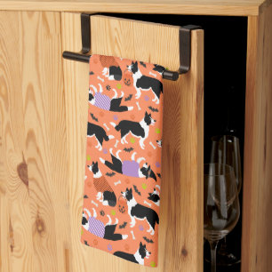 Halloween Border Collie Tea Towel