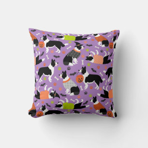 Halloween Border Collie Throw Pillow