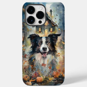 Halloween Border Collie With Pumpkins Scary Case-Mate iPhone 14 Pro Max Case