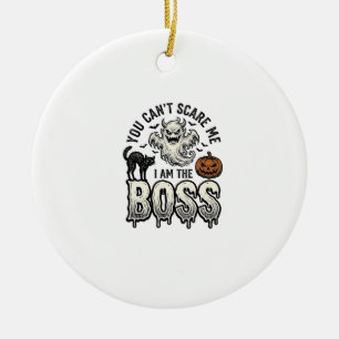 Halloween Boss Ghost Vintage Engraving Shirt Desig Ceramic Ornament