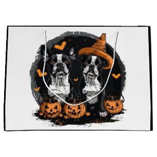 Halloween Boston Terrier Dogs Large Gift Bag