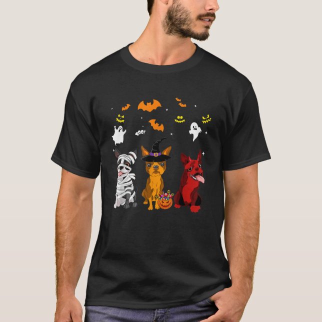Halloween boston terrier Dogs Lovers Mummy Witch D T-Shirt (Front)