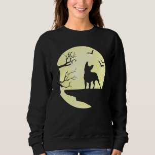 Halloween Boston Terrier Silhouette Moon Dog Bats Sweatshirt