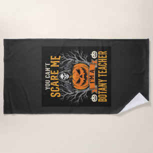 Halloween Botany Teacher Skeleton Pumpkin Design Beach Towel