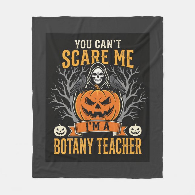 Halloween Botany Teacher Skeleton Pumpkin Design Fleece Blanket (Front)