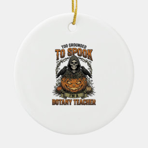 Halloween Botany Teacher Vintage Engraving Pumpkin Ceramic Ornament