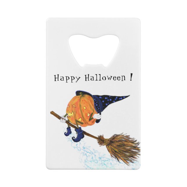 Halloween Bottle Opener Witch Pumpkin Flying (Back)