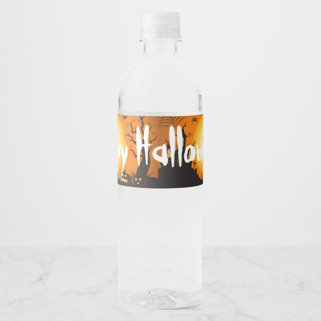 Halloween bottle water bottle label (Front)