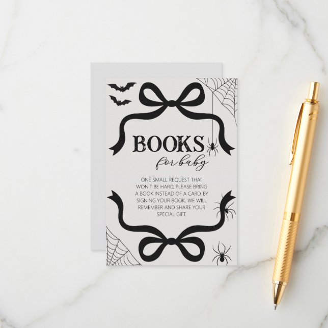 Halloween Bow Baby Shower Books for Baby Enclosure Card (Front/Back In Situ)