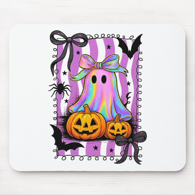 Halloween Bow Shirt Cute Skull Pumpkin Sweets Fun  Mouse Pad (Front)