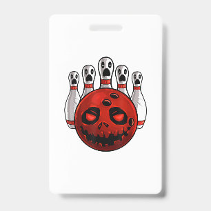 Halloween Bowling Bowler Bowlingween Pun T-Shirt ID Badge