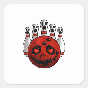 Halloween Bowling Bowler Bowlingween Pun T-Shirt Square Sticker