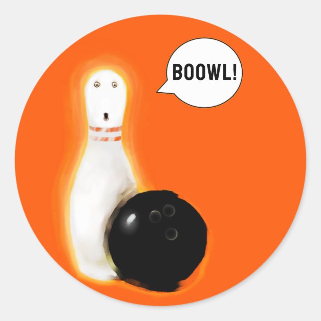 Halloween Bowling Humour Classic Round Sticker (Front)
