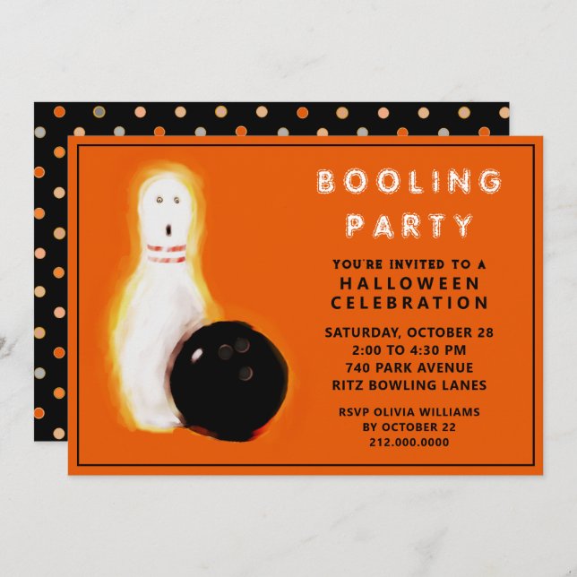 Halloween Bowling Party Invitations (Front/Back)