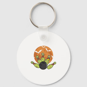 Halloween Bowling Zombie Pins Bats Bowler Gift Key Ring