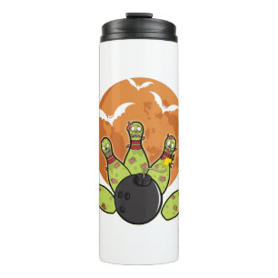 Halloween Bowling Zombie Pins Bats Bowler Gift Thermal Tumbler