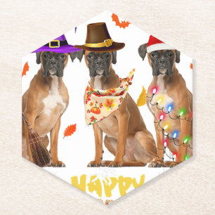 Halloween Boxer Dog Animals Puppy Lover Pet Owner Paper Coaster
