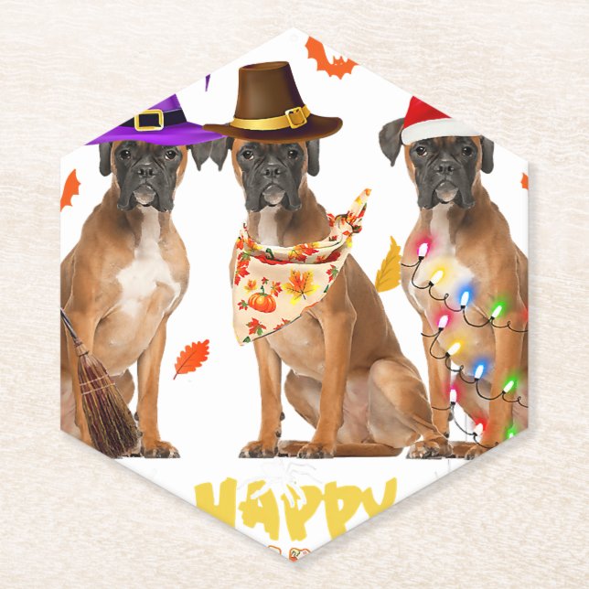 Halloween Boxer Dog Animals Puppy Lover Pet Owner Paper Coaster (Front)