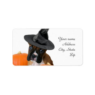 Halloween boxer puppy label